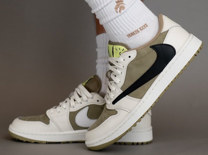 トラヴィス・スコット × ナイキ エアジョーダン1 ロー ゴルフ NRG ニュートラルオリーブ Travis Scott × Nike Air Jordan 1 Low Golf NRG Neutral Olive - VICTORIA SNKRS