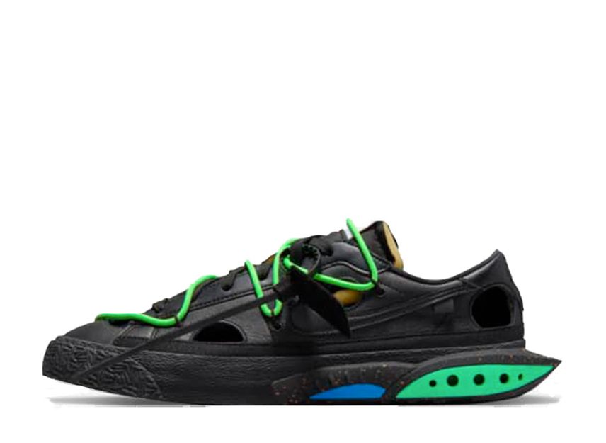 オフホワイト×ナイキ ブレーザーロー ブラック アンド エレクトログリーン Off-White×Nike Blazer Low Black and Electro Green - VICTORIA SNKRS