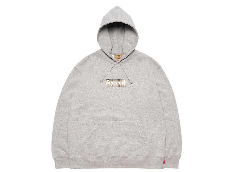 Supreme Burberry Box Logo Hooded Sweatshirt Heather Grey ...