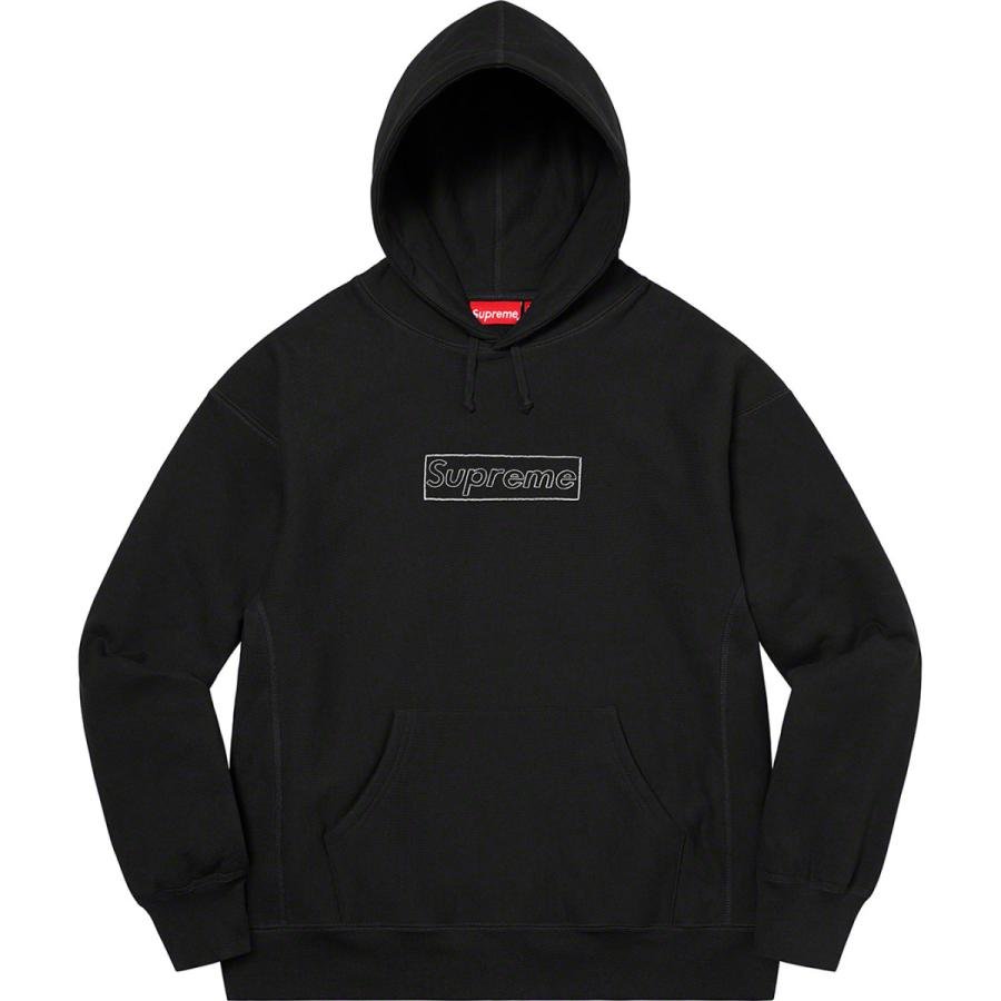 Supreme KAWS Chalk Logo Hooded Sweatshirt Black - VICTORIA SNKRS