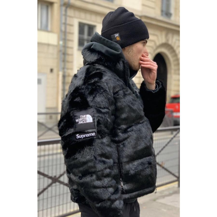 シュプリーム×ザ ノース フェイス Supreme×The North Face Faux Fur Nuptse Jacket Black - VICTORIA SNKRS