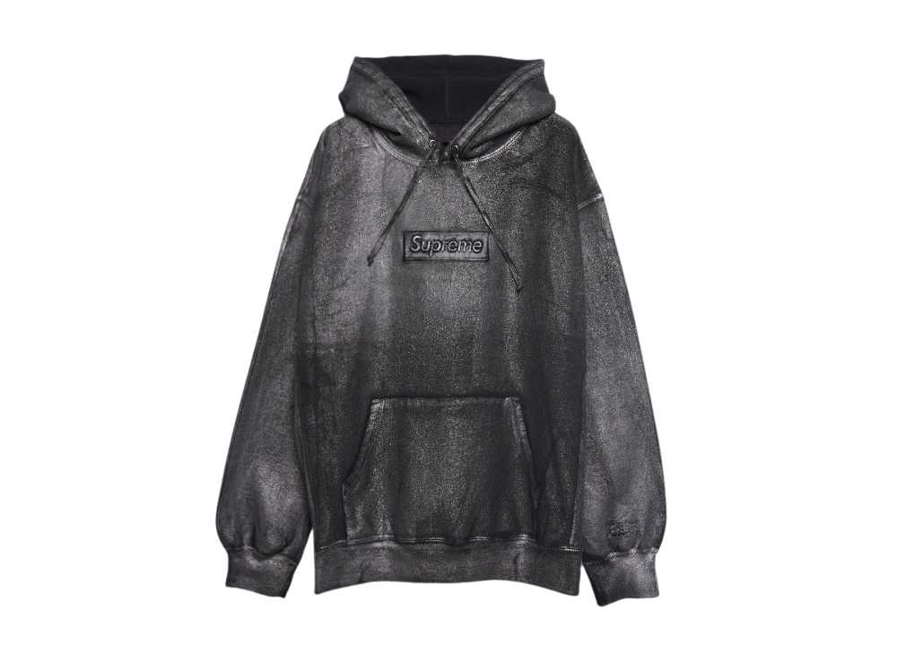 Supreme x MM6 Maison Margiela Foil Box Logo Hooded Sweatshirt Black シュプリーム x MM6 メゾン マルジェラ (メゾンマルジェラ) フォイル ボックス ロゴ フーデッド スウェットシャツ ブラック - VICTORIA SNKRS