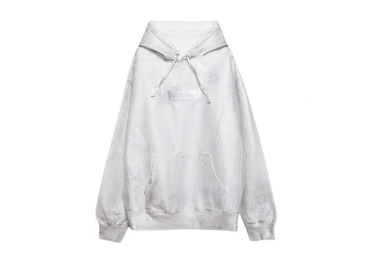 Supreme x MM6 Maison Margiela Foil Box Logo Hooded Sweatshirt White シュプリーム x MM6 メゾン マルジェラ (メゾンマルジェラ) フォイル ボックス ロゴ フーデッド スウェットシャツ ホワイト - VICTORIA SNKRS