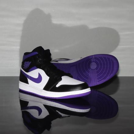 エアジョーダン1 ミッド ブラック コート パープル Nike Air Jordan 1 Mid Black Court Purple - VICTORIA SNKRS