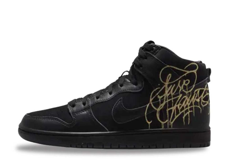 ファウスト×ナイキSB ダンク ハイ ブラック アンド メタリック ゴールド Faust×Nike SB Dunk High Black and Metallic Gold - VICTORIA SNKRS