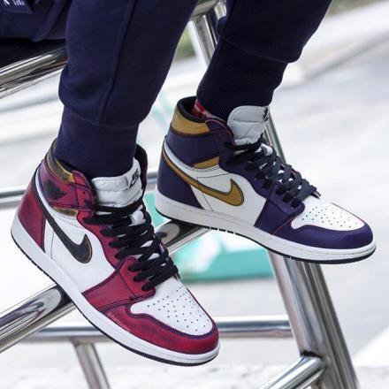 SB NIKE SB AIR JORDAN 1 RETRO HIGH OG DEFIANT LAKERS LA TO CHICAGO