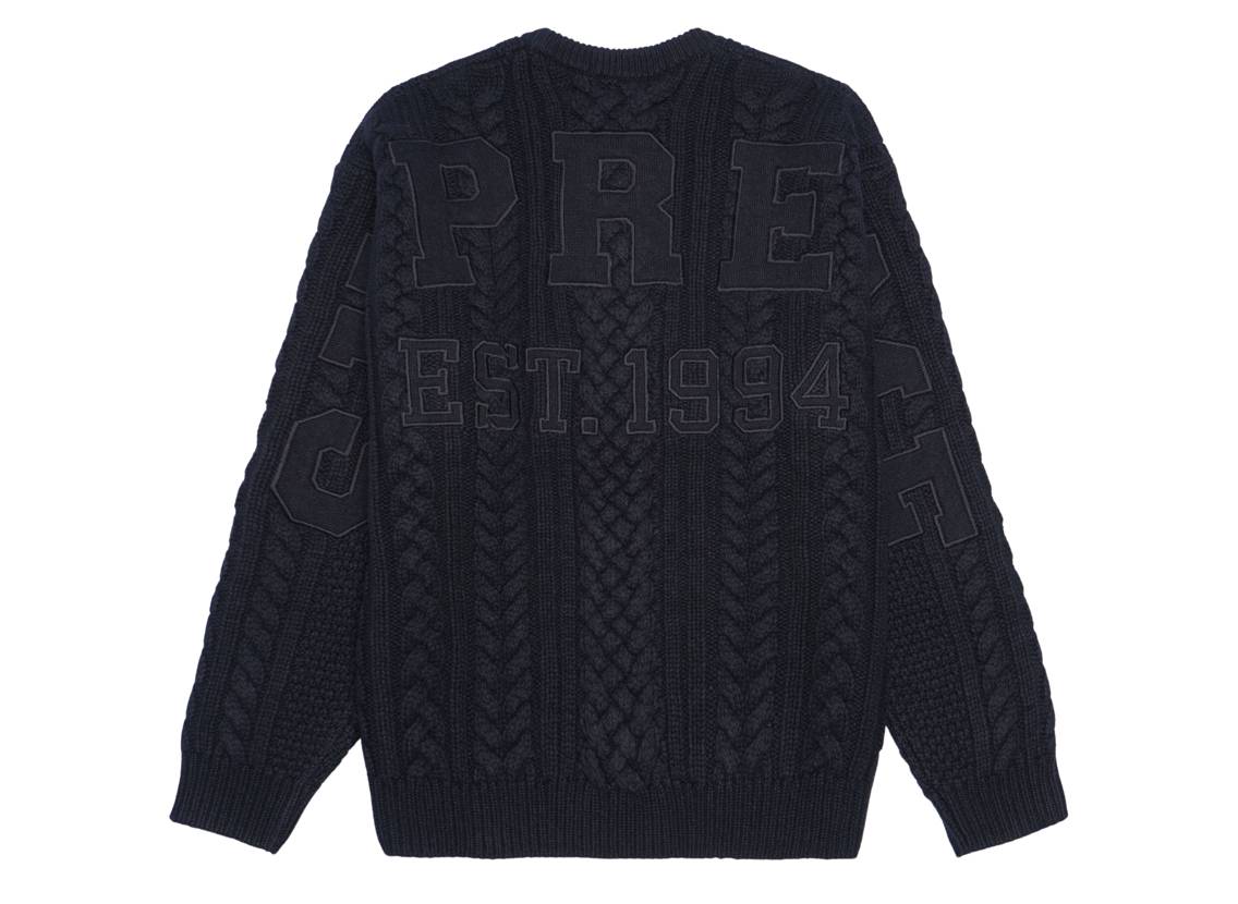 Supreme Applique Cable Knit Sweater 黒新品未使用XLサイズ即日発送