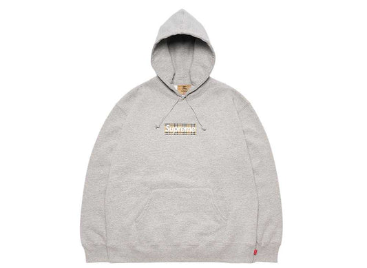 Supreme Burberry Box Logo Hooded Sweatshirt Heather Grey シュプリーム バーバリー ボックス ロゴ フーディー スウェットシャツ ヘザー グレー - VICTORIA SNKRS