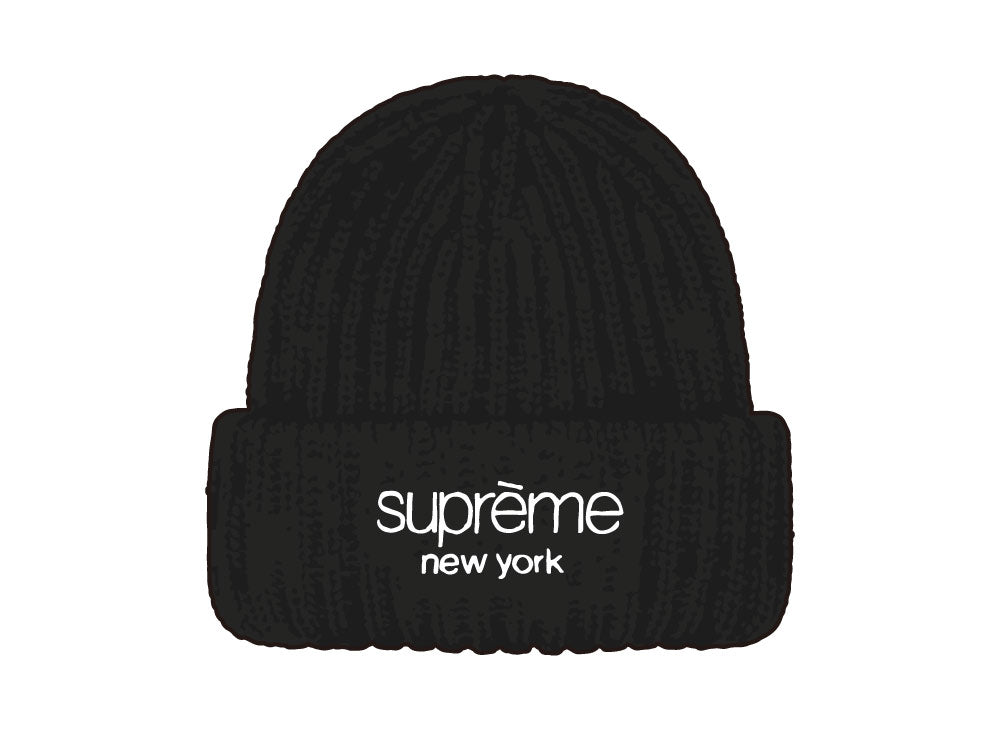 Supreme Classic Logo Chunky Ribbed Beanie Black シュプリーム クラシック ロゴ チャンキー リブド ビーニー ブラック - VICTORIA SNKRS