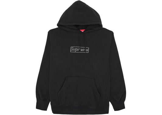 Supreme KAWS Chalk Logo Hooded Sweatshirt Black - VICTORIA SNKRS
