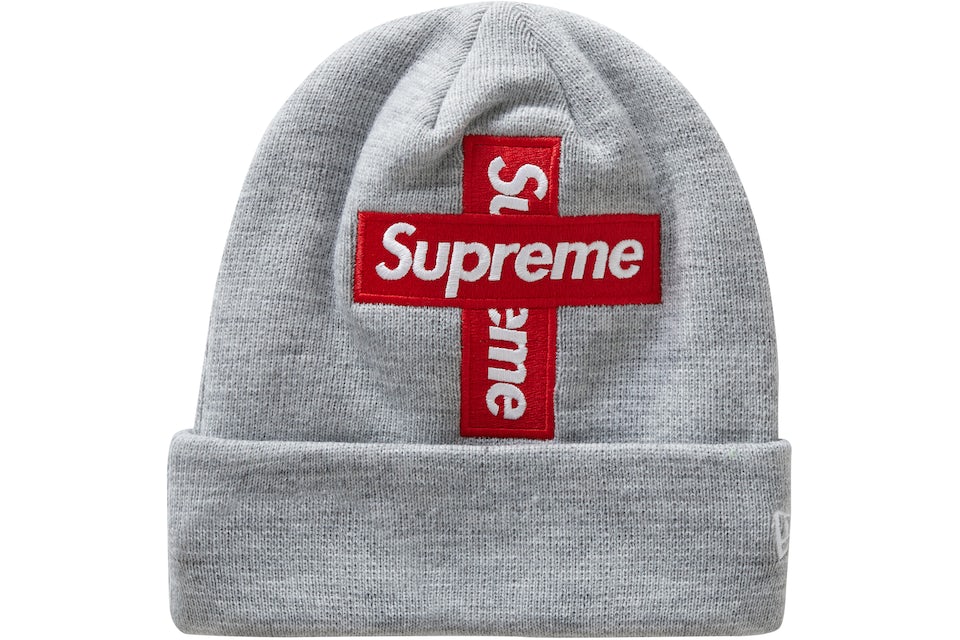 Supreme New Era Cross Box Logo Beanie Grey シュプリーム ニューエラ クロス ボックス ロゴ ビーニー グレー - VICTORIA SNKRS