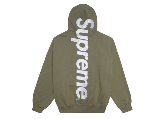 Supreme Satin Applique Hooded Sweatshirt Light Olive シュプリーム サテン アップリケ フーディー スウェットシャツ ライト オリーブ - VICTORIA SNKRS